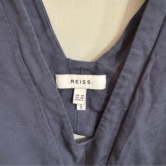 Reiss Emi Linen Blend V-Neck Top Size 6 - Picture 5 of 7